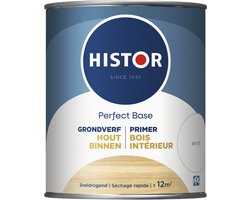 Histor Perfect Base Grondverf - Houtverf voor Binnen - Primer Verf voor Hout op Waterbasis - Uitstekende Hechting en Extra Dekking - Wit - 0.75 L