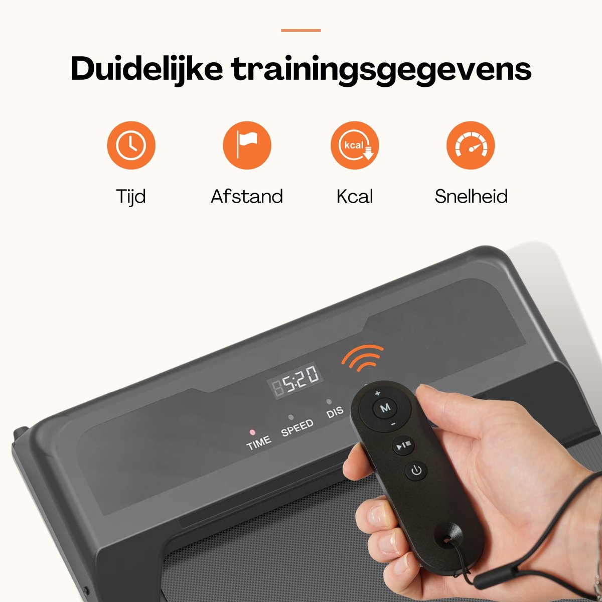 Afbeelding 3 van LaCardia elektrische loopband - walking pad - treadmill - loopband- Met afstandsbediening - 1-6km/u - Oranje