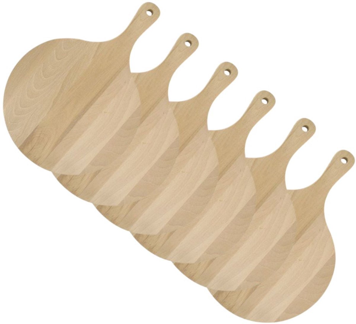 Set van 6 houten pizza- en flammkuchenvormen 30 cm Fackelmann Wood Edition