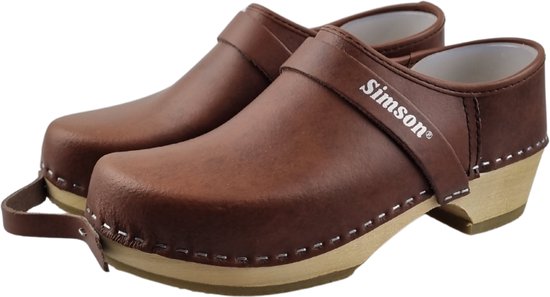 Sabots de travail - talon fermé avec semelle en bois et embout en cuir - Sabots marron - Simson taille 38