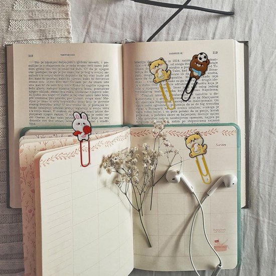 24pcs Paper Clip Bookmarks with Cute Cartoon Animals and Colorful Paper ...