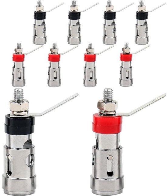 Greluma 10 Stuks 4 Mm Banaanstekkers – Schroeftype Voor Luidsprekerkabel (12-18 AWG), Rood/zwart