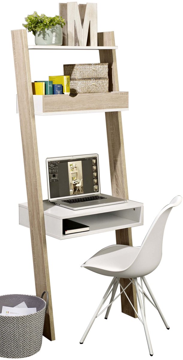 Wandplank met bureau - praktische woonkamerplank - Studieplank - Scratch -resistent - 40 cm x 65 cm x 176 cm