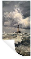 Muurstickers - Sticker Folie - Vuurtoren - Golven - Storm - 20x40 cm - Plakfolie - Muurstickers Kinderkamer - Zelfklevend Behang - Zelfklevend behangpapier - Stickerfolie