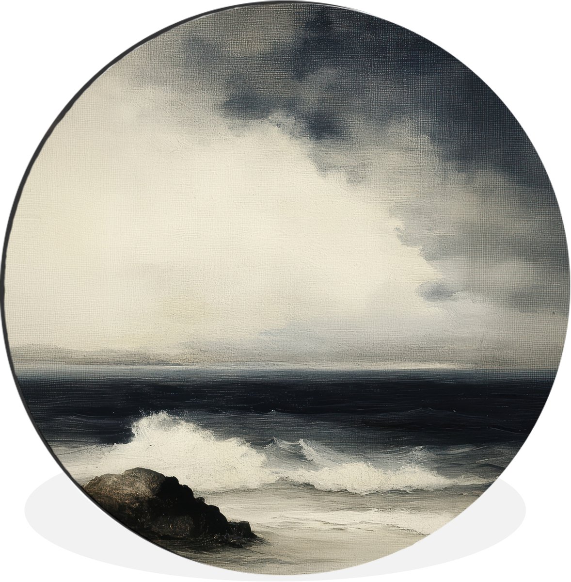 WallCircle Wandcirkel - Muurcirkel - Zee - Rotsen - Storm - Aluminium - Dibond - 30x30 cm - Binnen en Buiten