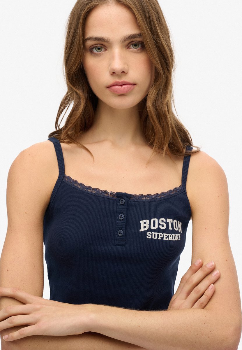 Superdry Athletic Essentials camitop met knopen en print Dames Vesten Marineblauw