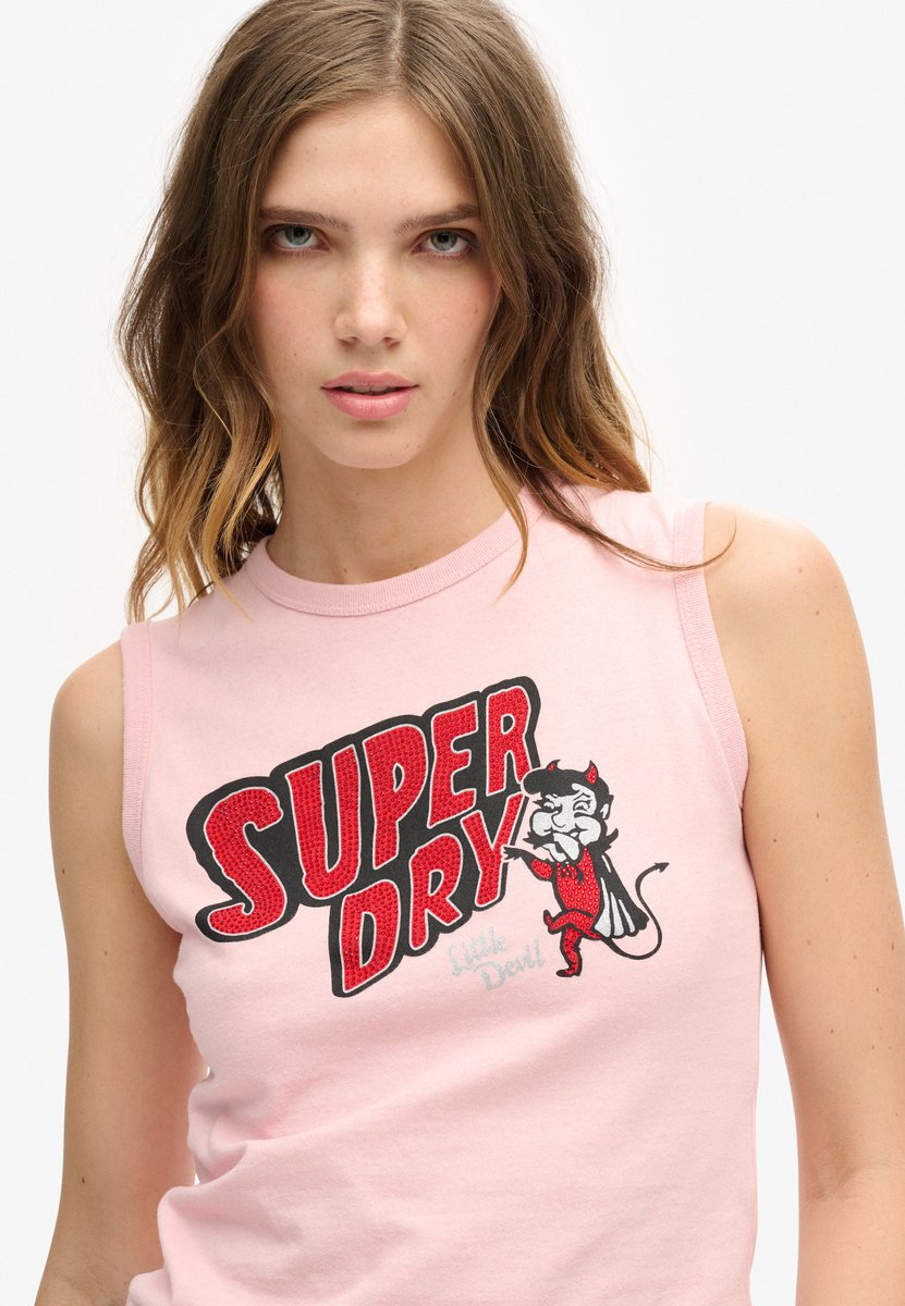 Superdry Retro slim-fit bodywarmer met versiering Dames Vesten Roze