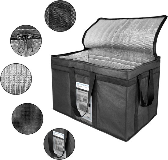 Opvouwbare geïsoleerde koeltas voor voedselbezorging - warm-koud houden - catering en boodschappentas - 23 x 15 x 14 inch koelbox van NZ home — afbeelding 4
