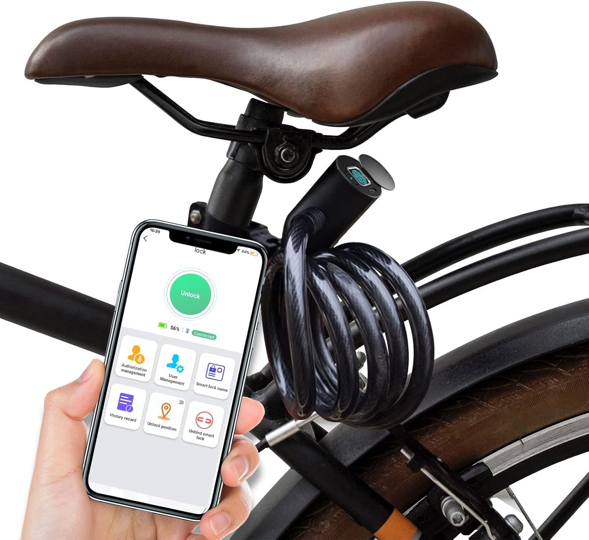 Vingerafdruk Fietsslot Waterdicht en Draagbaar met Bluetooth Ontgrendeling - Slimme Fietsbeveiliging