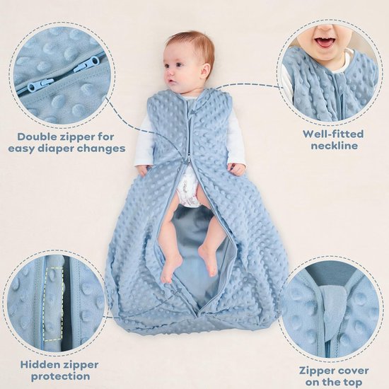 Zachte Slaapzak voor Baby's - 1,5 TOG - Geschikt voor Pasgeborenen - Blauw en Groen - Katoen — afbeelding 5