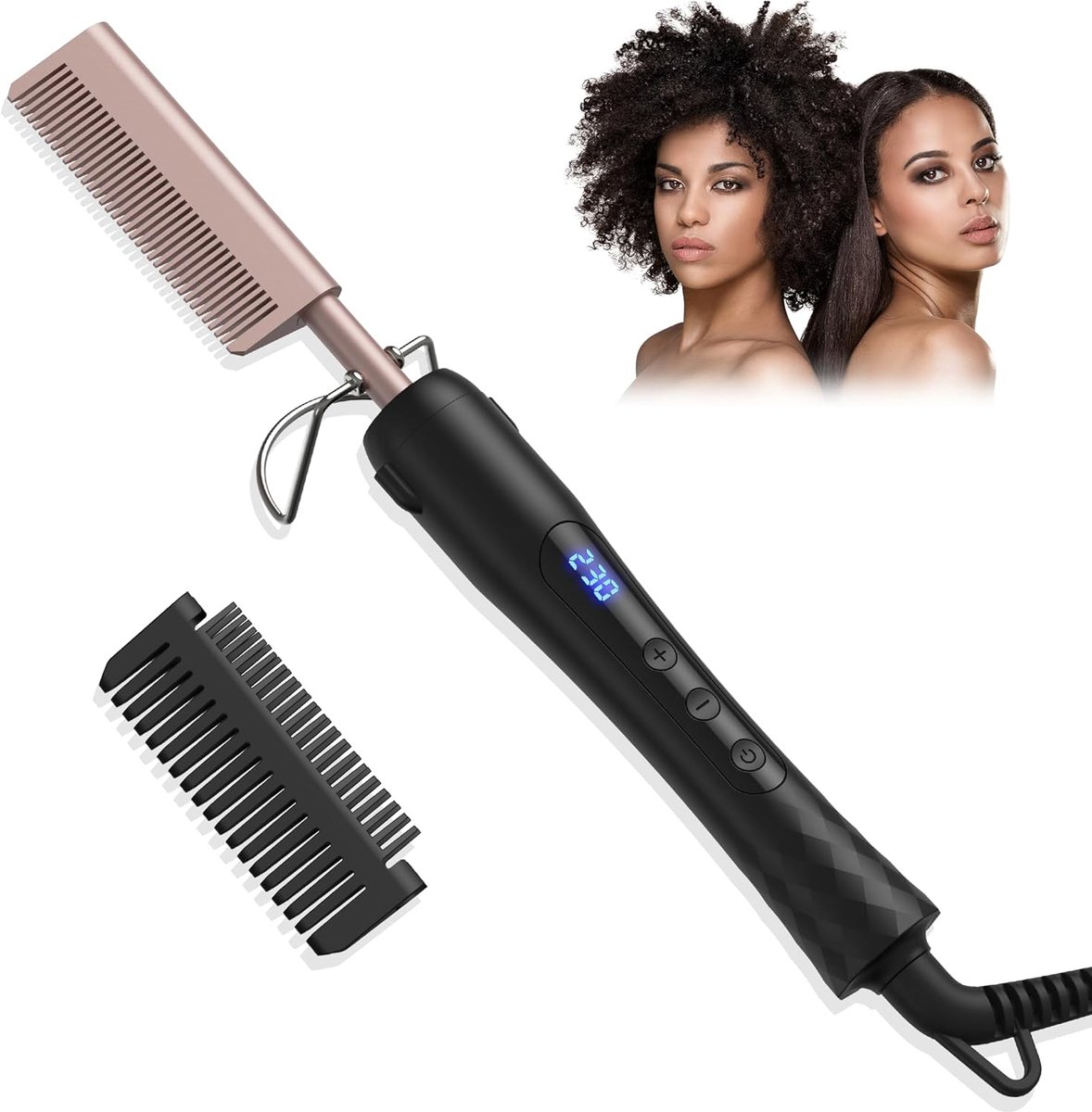 Hot Comb voor Pruiken, Stijlkam met LCD-scherm 120-230 °C, Haarstijlkam met Ionentechnologie en Keramische Coating