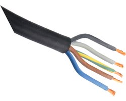 Rubber kabel glad 5x2.5 zwart 2m