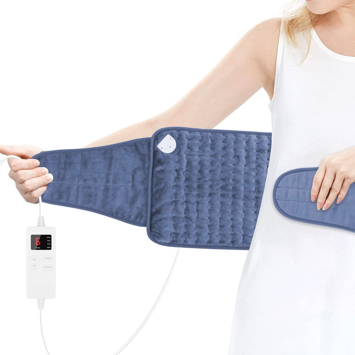 Elektrisch verwarmingskussen 120 x 30 cm met automatische uitschakeling en 6 temperatuurniveaus voor nek, schouders en rug