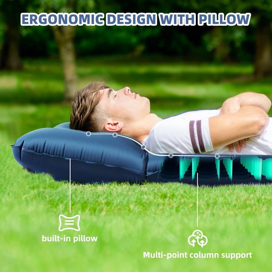 Zelfopblazende Kampeermat met Ingebouwde Pomp - Ultralichte 12CM Dikke Slaapmat - Waterdichte en Koppelbare Luchtmatras voor Backpacken en Kamperen van Sleepinfinity — afbeelding 5