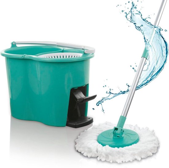VITAPUR Mop en emmer set met 2 dweilen en reinigingsborstel, zelfreinigend voor het reinigen van vloeren, tegels, parket, laminaat