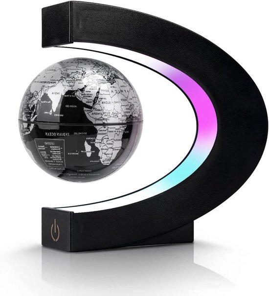 Dracarys magnetische levitatie drijvende wereldbol,leviterende C-vormige wereldbol met LED-verlichting voor educatieve Home Office Desk decor, jubileum vakantie creatief cadeau (Globe 8,5 cm