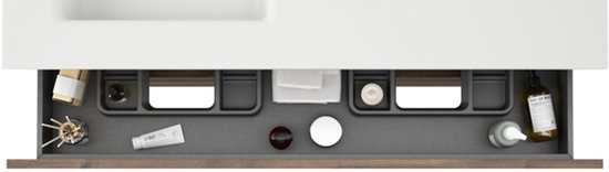 Adema Chaci Meuble bas de salle de bain - 120cm - 2 tiroirs - sans poignées - noyer (bois)