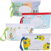 Billendoekjes houder - Vochtige tissuehouder -Natte doekjes houder - Dispenser 4 stuks nat doekje babydoekjes dispenser, navulbare draagbare natte doekhouder