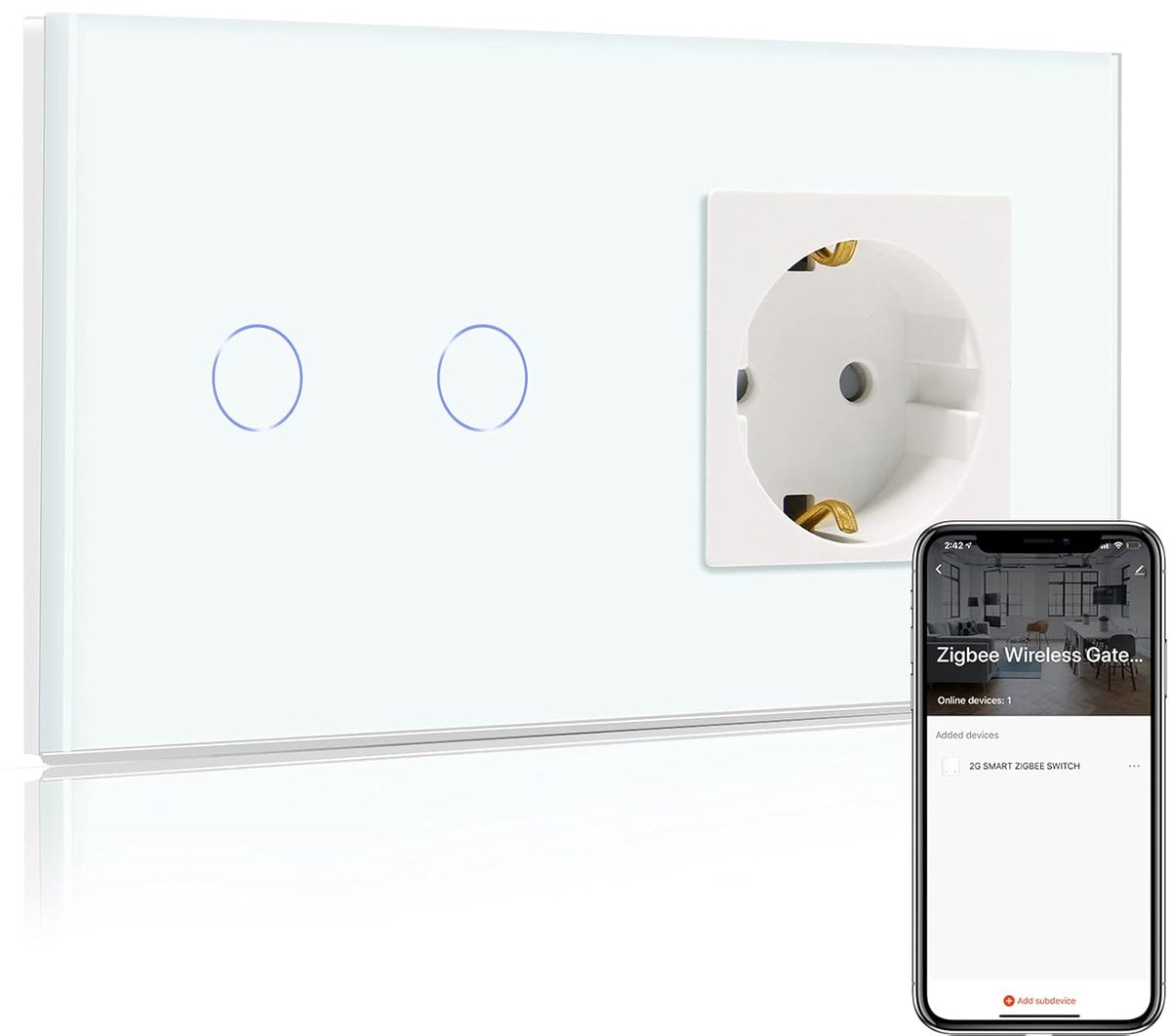Slimme ZigBee Wandschakelaar met Smartphone Controle en Spraakbesturing