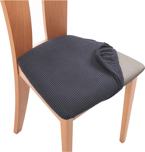 6 pièces - Housse de chaise - Gris foncé - Extensible - Housse de chaise - Housse - Housse de chaise de salle à manger - Universelle - chaise de salle à manger - Polyester