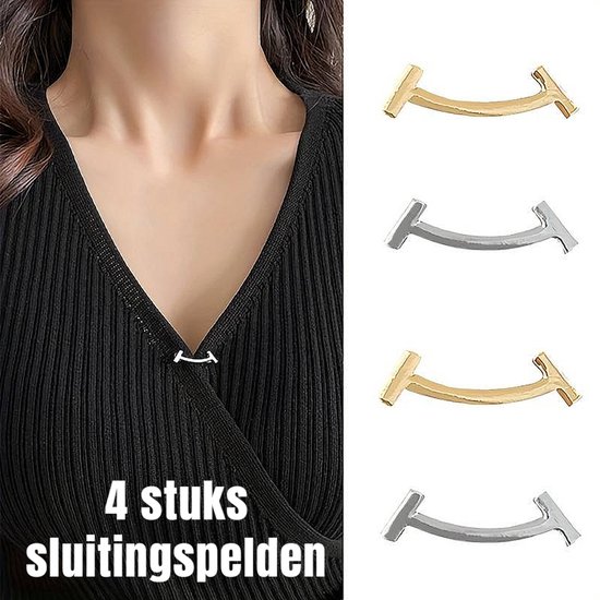 LaGloss® 4 PIÈCES Épingles à Vêtements Épingles de Sûreté Broches de Sécurité - Épingle de Fermeture Boucle de Vêtements Clips de Fashion Contre la Chute des Vêtements pour Femmes Ouverts - SET 4 Pièces %%