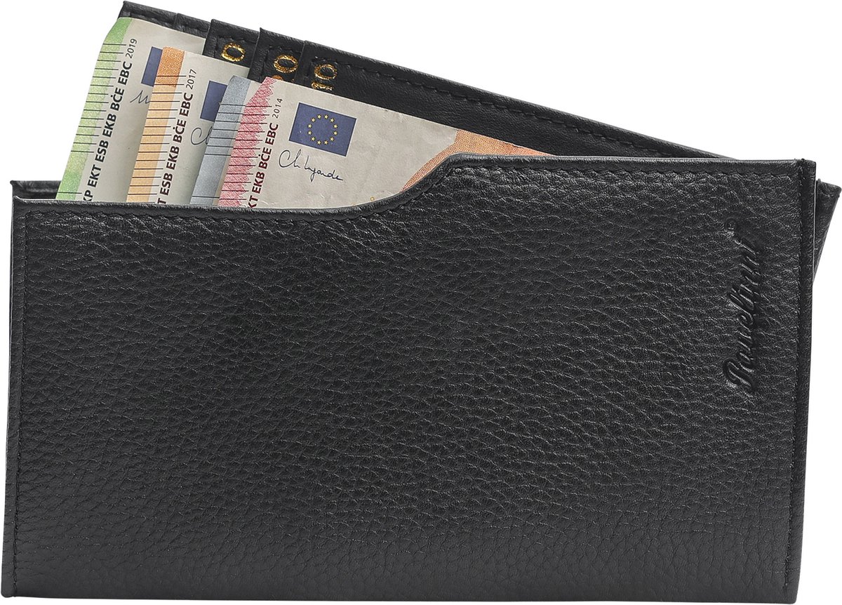 Pavelinni | Classic Line | Horeca Portefeuille | Kalfsleder | Briefhouder| Zwart | 10,5x18x1 cm (DC01588ABL)