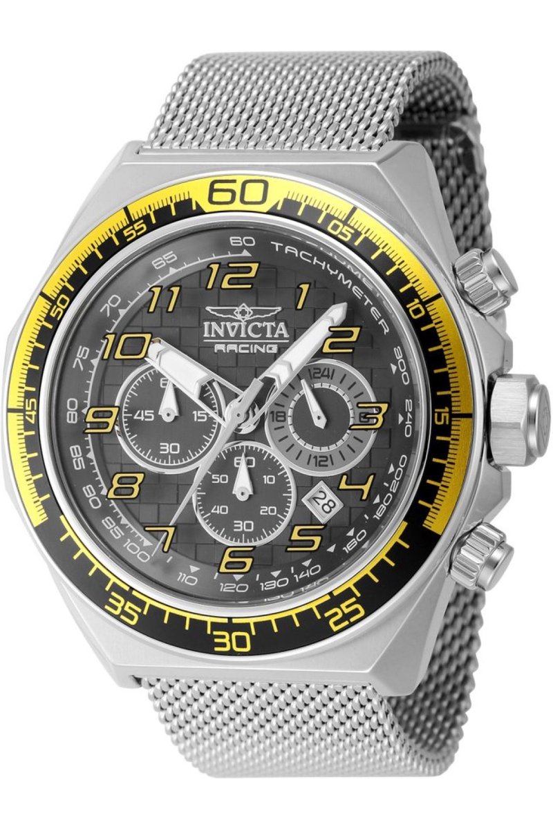 Invicta Racing 47899 Heren Horloge - Waterdicht - Analoog - Quartz Uurwerk - Roestvrij Staal met zwarte Wijzerplaat - 50mm