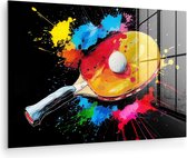 MuchoWow® Peinture sur verre 120x80 cm - Peinture sur verre acrylique - Graffiti - Sport - Tennis de table - Peinture - Photo sur verre - Décoration murale salon - Décoration murale chambre - Peintures