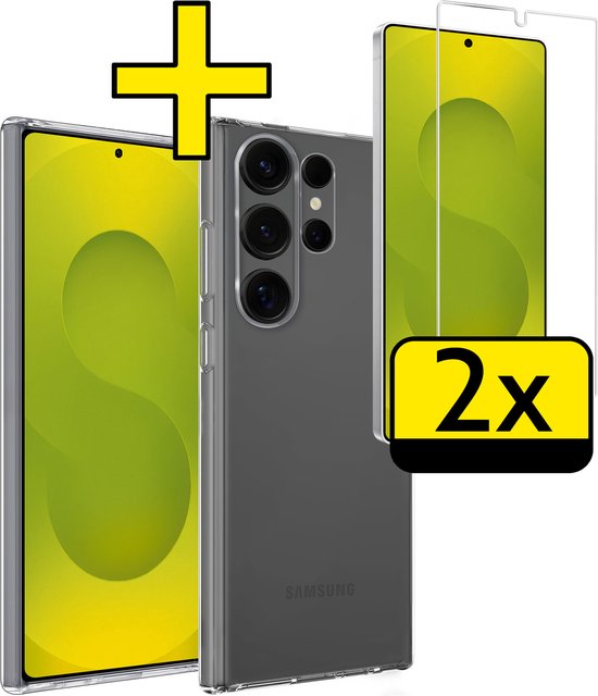 Coque pour Samsung S25 Ultra Case Coque en Siliconen avec 2x Protecteur d'écran - Coque pour Samsung Galaxy S25 Ultra Case Siliconen - Transparent