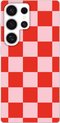 Motif d'échiquier, Rouge, Rose