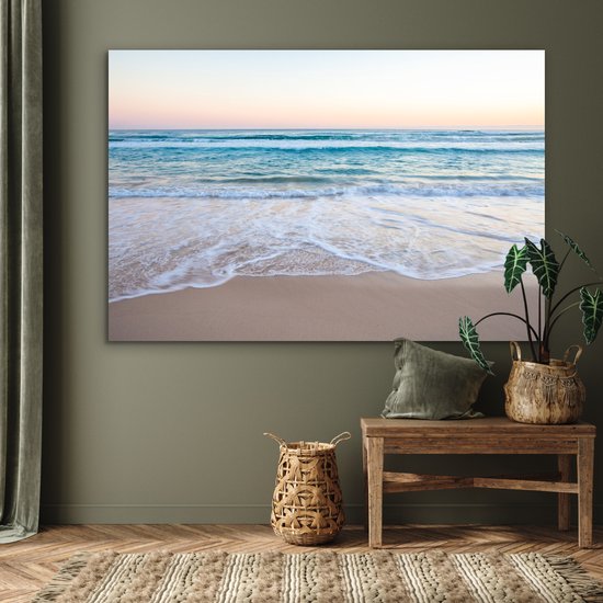 Aluminium schilderij 180x120 cm - Wanddecoratie metaal - Strand - Zee - Pastel - Metalen muurdecoratie woonkamer - Decoratie industrieel - Foto op dibond - Industriële accessoires slaapkamer