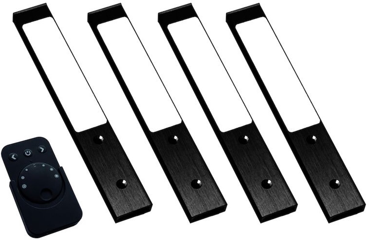 Rettangolo Emotion Led set van 4 langwerpige spots met dimmer 12V/15W zwart