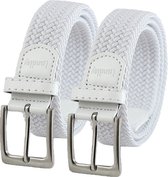 Landley Elastic Braided Stretch Ceintures Duopack - Ensemble économique avec 2 ceintures - Femme et Homme - Wit - Longueur totale 140 cm / Taille de ceinture 125