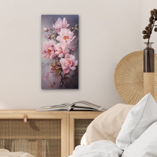 Tableau aluminium 20x40 cm - Décoration murale métal - Roses - Fleurs - Rose - Art - Aquarelle - Décoration murale métal salon - Décoration industrielle - Photo sur dibond - Accessoires industriels chambre