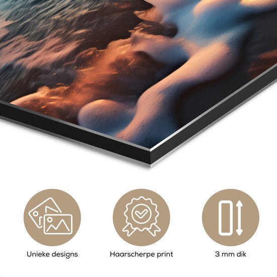 Décoration murale Métal - Peinture Aluminium Industriel - Coucher de Soleil - Plage - Mer - Golf - 90x120 cm - Dibond - Photo sur aluminium - Décoration murale industrielle - Pour le salon/chambre