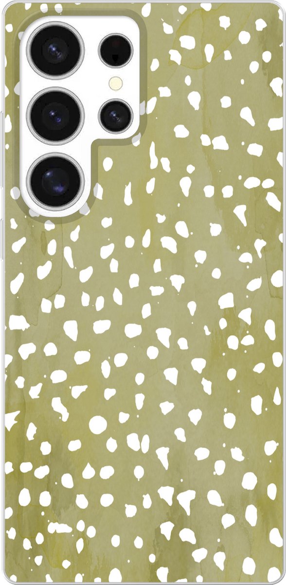 Telefoonhoesje Geschikt voor Samsung Galaxy S25 Ultra hoesje - Stippen - Wit - Groen - Siliconen Telefoonhoesje Telefoonhoesje