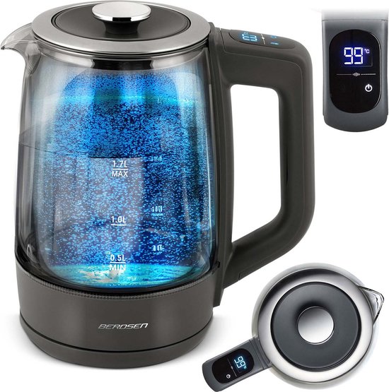 Glazen waterkoker met temperatuurregeling 1,7 l 2200 W