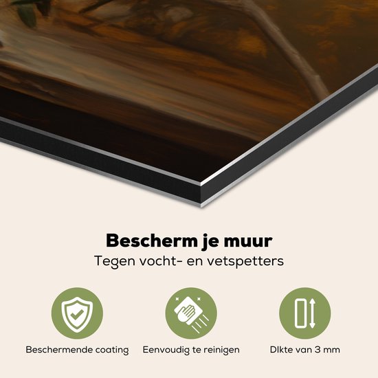 Crédence de Cuisinière en Aluminium 100x50 cm - Olives - Nature morte - Vintage - Écran Pare-éclaboussures pour Plaque de Cuisson - Protection Murale