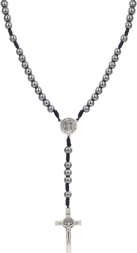 AOOTUERL Witte Parel Rozenkrans Kralen Katholieke 2 Stks Katholieke Witte Rozenkrans Ketting Ketting Kralen met Kruisbeeld Charms Lange voor Mannen Vrouwen, Onesize, kunststoffen, Geen edelsteen