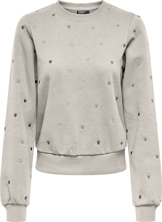 Only Trui Onlatika L/s O-neck Glitter Emb. Bo 15355802 Pumice Stone/anny Heart Dames Maat - M
