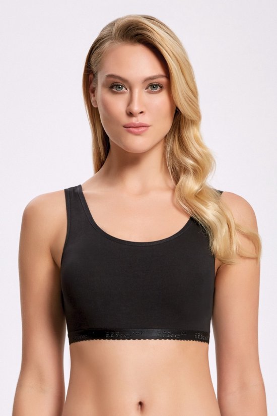 ilke® BH Zonder Beugel en Zonder Pads - Comfortabel Stretch Katoen - Zwart - XL