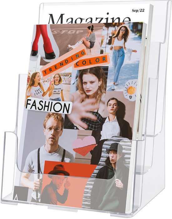 Belle Vous Doorzichtig Acryl Plastic Brochure Houder (2 Pak) – 4-Laags Balie /Bureau & Muur Montage Portret Display Standaard – Literatuur Folder, Brochure, Menu, Flyer, Magazine en Pamflet Houders