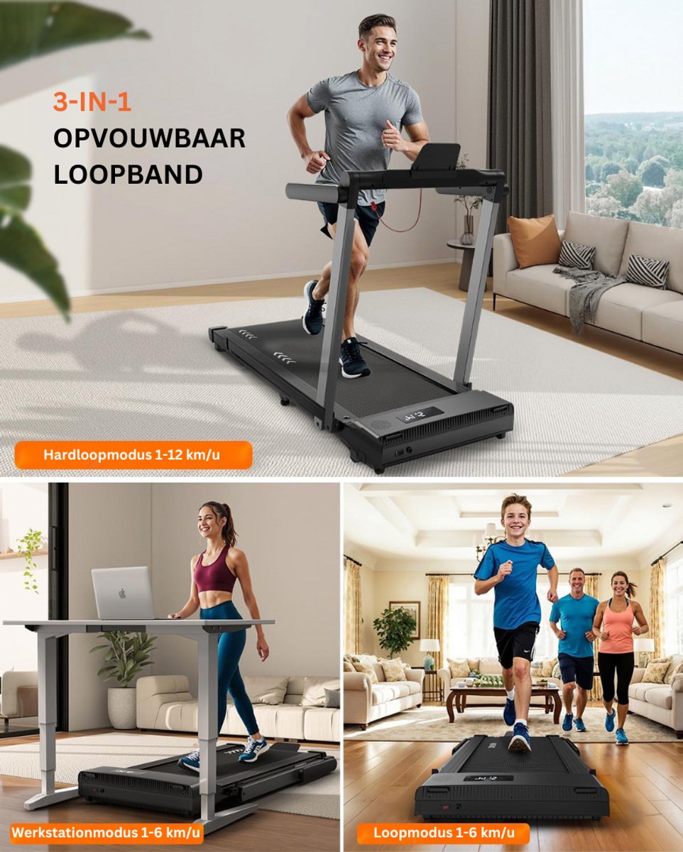 Afbeelding 2 van ApexArte® Loopband Inklapbaar - Hometrainer - Crosstrainer Fitness (EAN: ...2413)