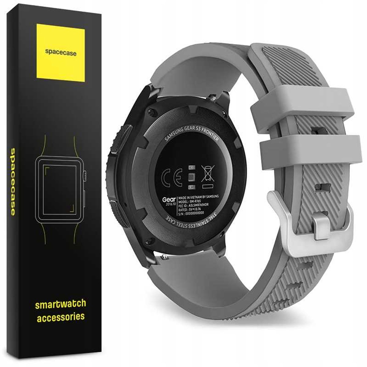 Spacecase Horlogeband 22Mm Grijs Siliconen Hoge Kwaliteit