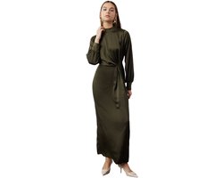 Trendyol Paarse Taille Verzameld Satijnen Avondjurk Tctss23Db00043