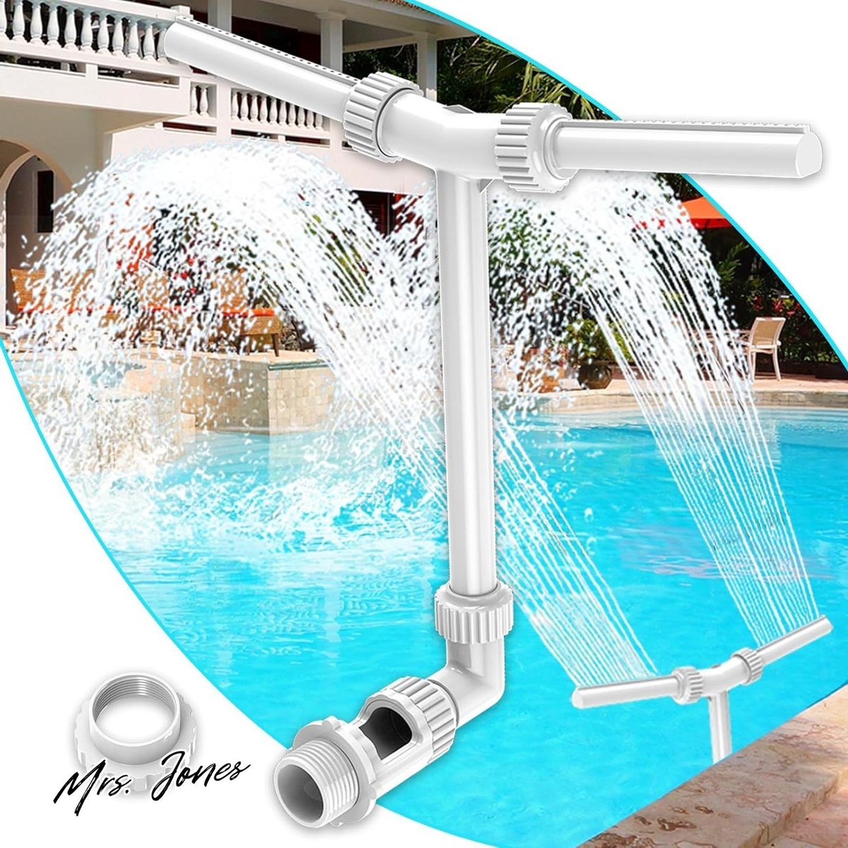 Mrs. Jones Instelbare watervalfontein met adapter beluchter voor boven inground spa – Verstelbare sproeiers voor koel en warm water temperaturen . Mrs. Jones Instelbare watervalfontein met adapter beluchter voor boven inground spa – Verstelbare sproeiers voor koel en warm water temperaturen .