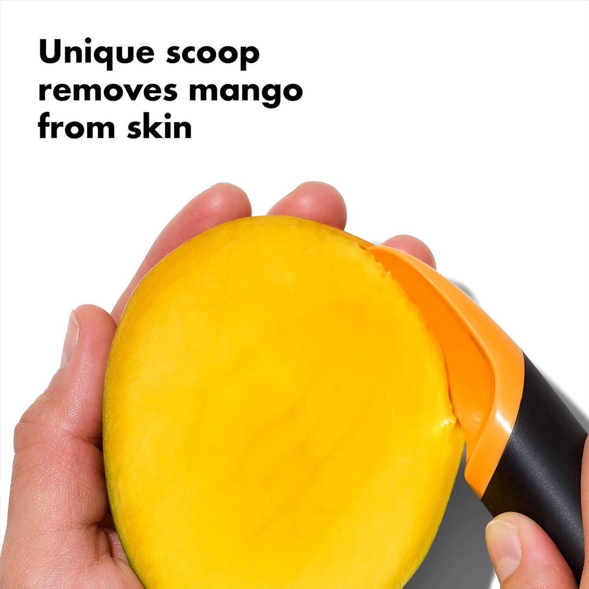 Goodivery ® Mangosnijder met schep en gekarteld mes, zwart