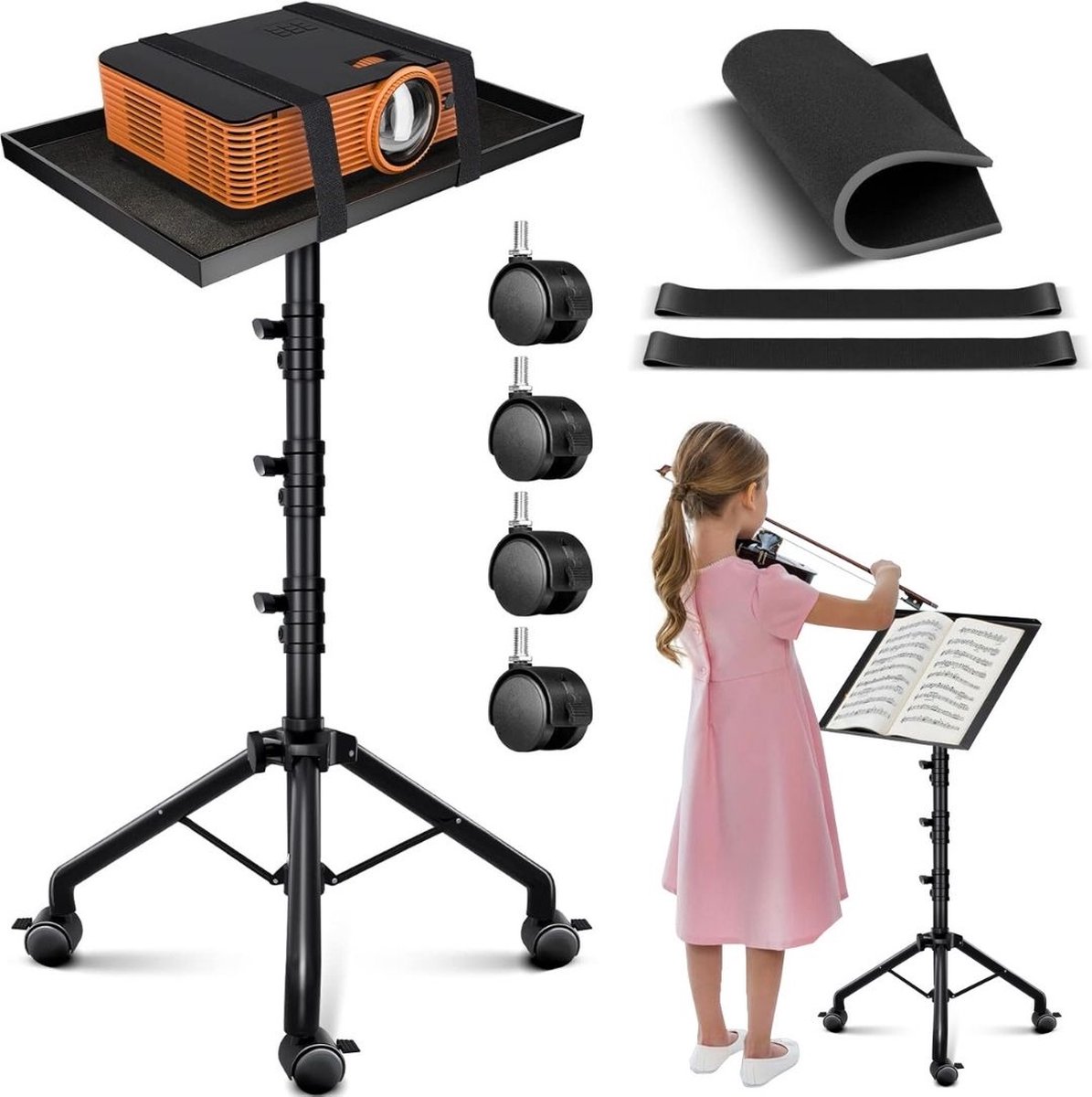 DailySupplies® Projector Statief - Beamer Standaard - Tripod Verstelbaar - Zwart