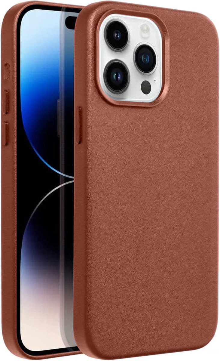 Casify Leren Hoesje geschikt voor MagSafe iPhone 14 Pro Max Hoesje - Omber