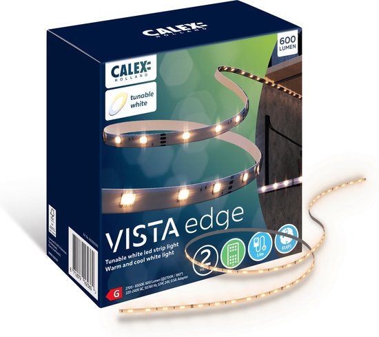 Calex Vista LED Strip 2 meter - Voor Binnen - Warm wit licht - Inclusief Afstandsbediening